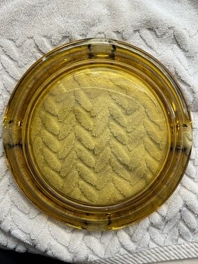 VINTAGE MCM Amber Glass Round Ashtray